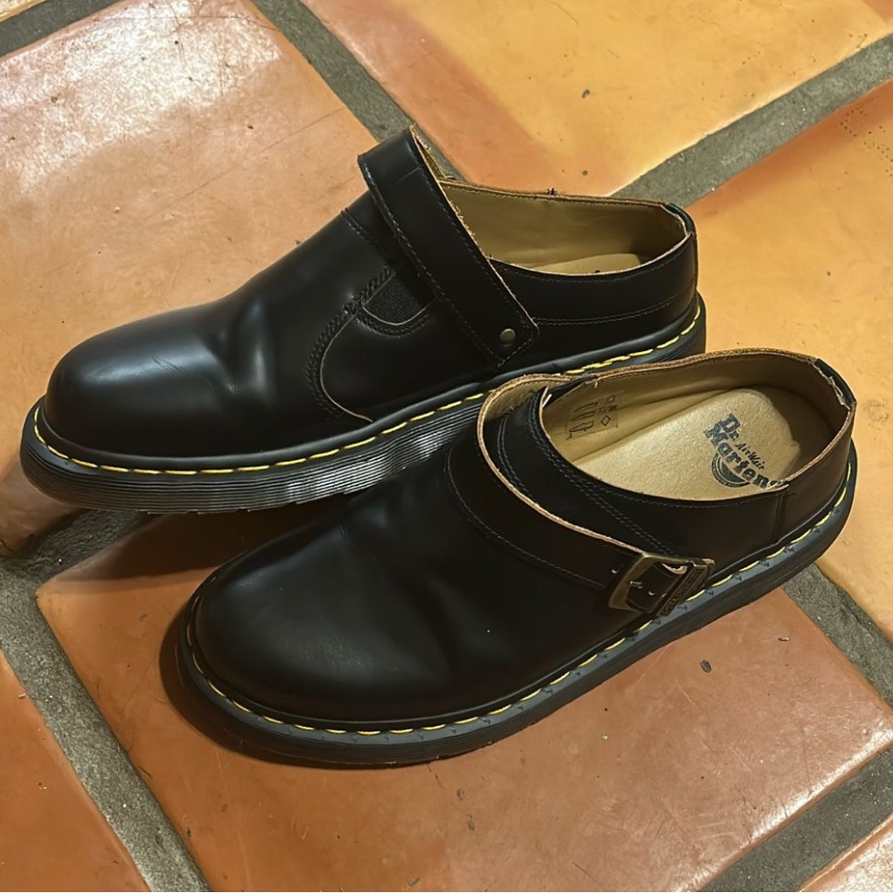 Dr. Martens Black Leather Monk Strap Slip-On Loafers